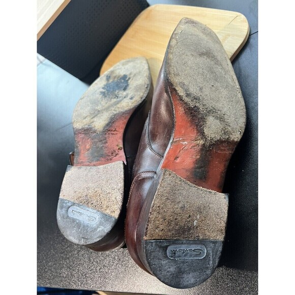 Santoni Men's Loafers Single Monk Strap shoes Size US 9 Leather Logo Brown - Picture 8 of 9